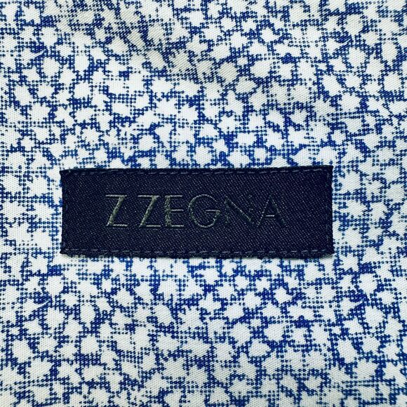 Z Zegna Slim Fit Cotton Shirt with Leaflet Jacquard AOP Long Sleeve BU Sz L - Picture 2 of 10
